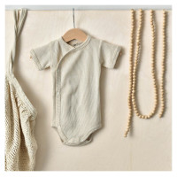 Lodger Romper Ciumbelle, adītas kokvilnas bodijs ar īsām piedurknēm, Ivory, 74 cm - RFC 069_74
