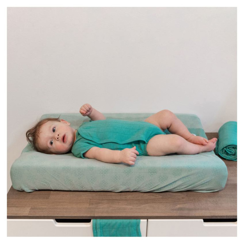 Lodger Romper Solid kokvilnas bodijs ar īsām piedurknēm, Duty turquoise, 68cm - RFS 081_68