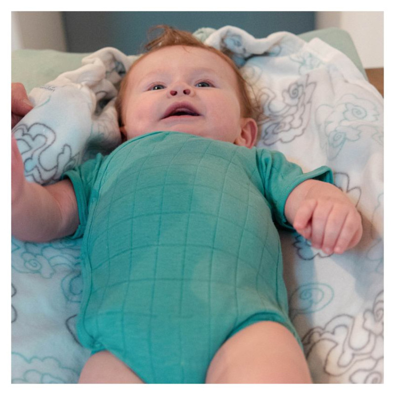 Lodger Romper Solid kokvilnas bodijs ar īsām piedurknēm, Duty turquoise, 68cm - RFS 081_68