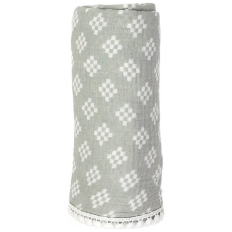 Lodger Swaddle Tribe Muslin kokvilnas autiņ&scaron;, 120x120 cm, Silt Green - SWT 080