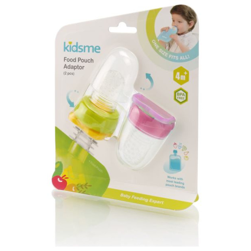 Kidsme Food Pouch adapteris mazuļa ēdinā&scaron;anai no biezenī&scaron;u stāvpakām 2 gab,Lime&Lavender - 160490 LILA