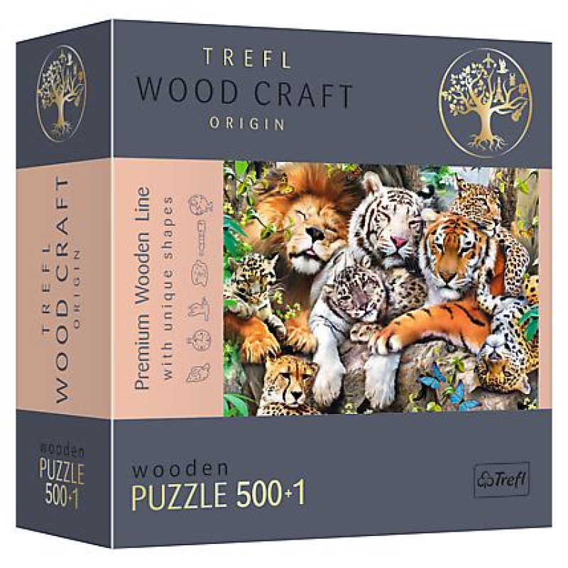 Trefl Koka puzle - Savvaļas kaķi džungļos, 500gb