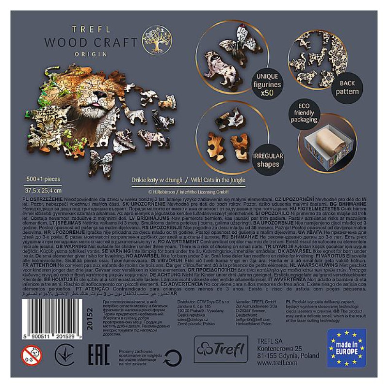 Trefl Koka puzle - Savvaļas kaķi džungļos, 500gb