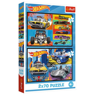 Trefl HOT WHEELS Pužļu komplekts Rotaļu automa&scaron;īnas, 2x70 gab., 2 x 70 gab.