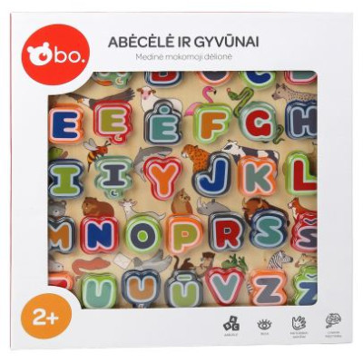 BO. Развивающий деревянный пазл "Алфавит и Животные" (на литовском языке)