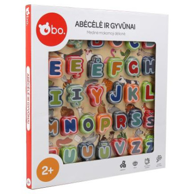 BO. Развивающий деревянный пазл "Алфавит и Животные" (на литовском языке)