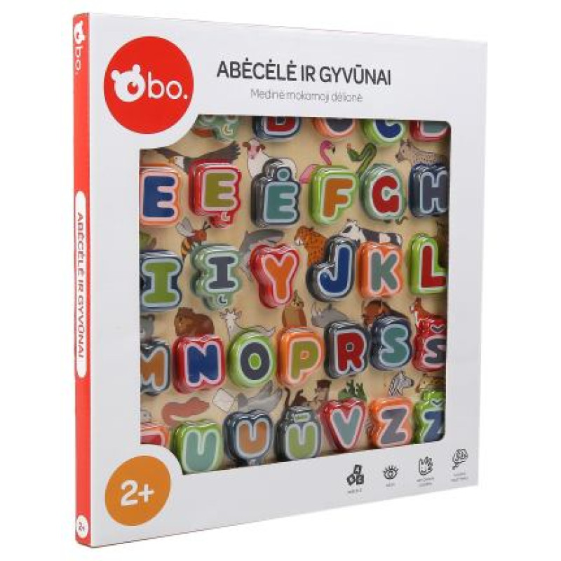 BO. Развивающий деревянный пазл "Алфавит и Животные" (на литовском языке)