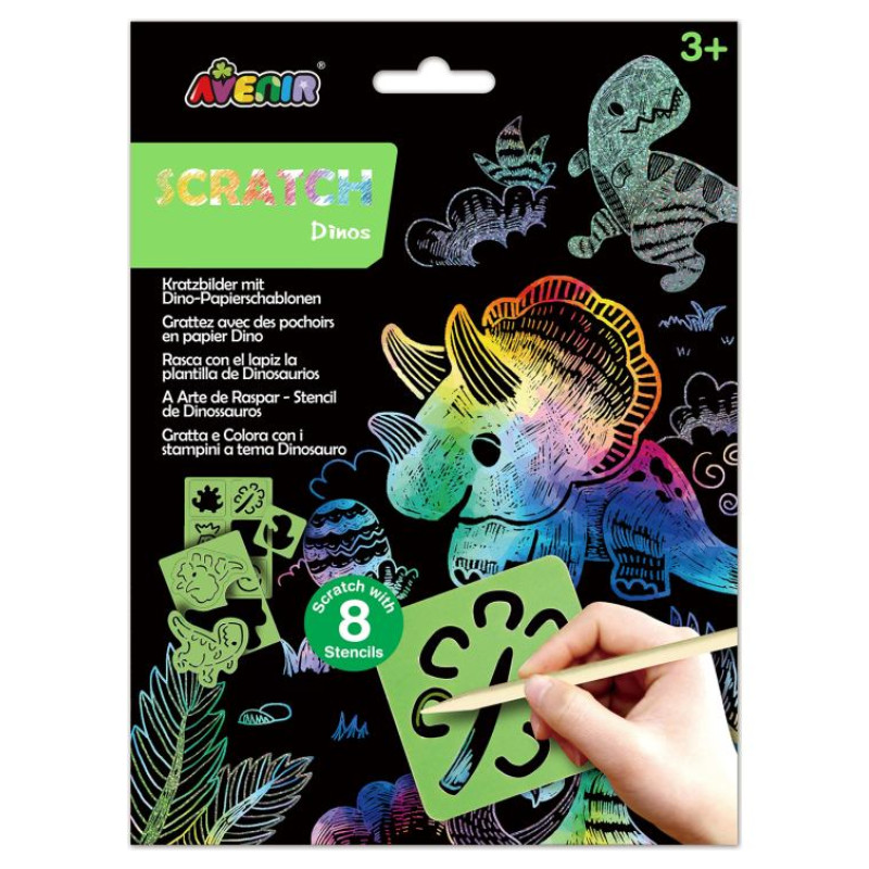 Avenir Nokasāmais komplekts ar trafaretiem: Dinozauri