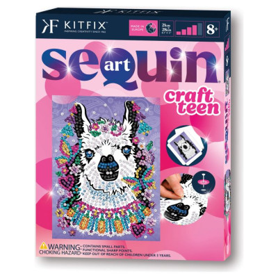 Kitfix Amatniecības komplekts Sequin Art Craft Teen spīdumiņu māksla, Lama