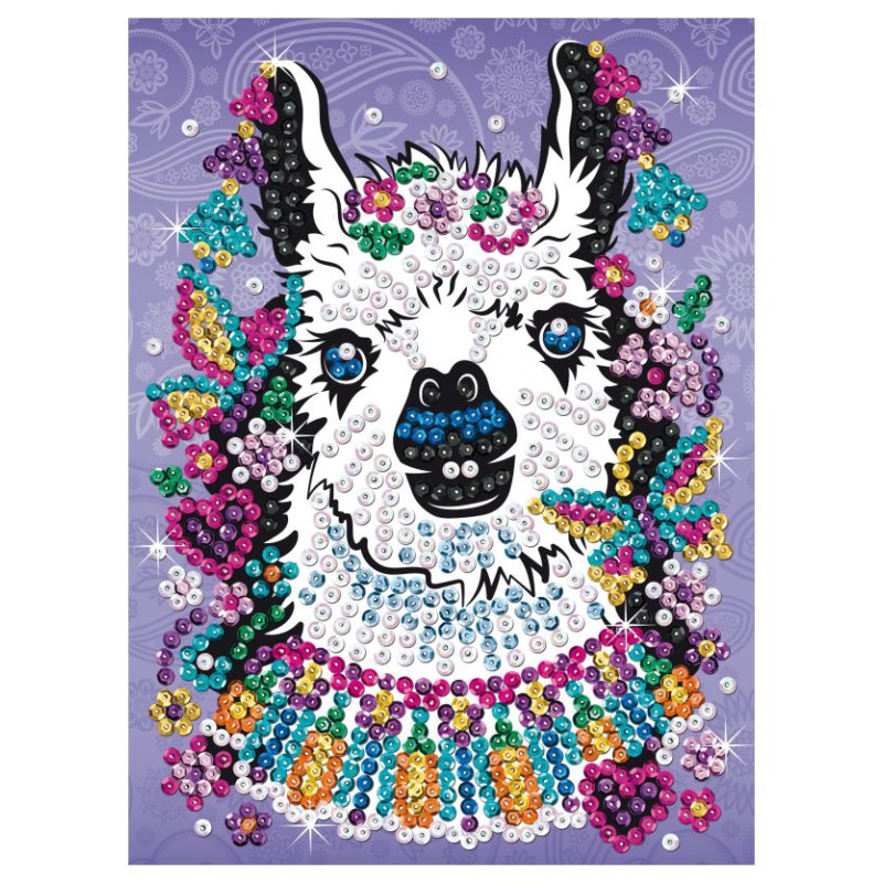 Kitfix Amatniecības komplekts Sequin Art Craft Teen spīdumiņu māksla, Lama