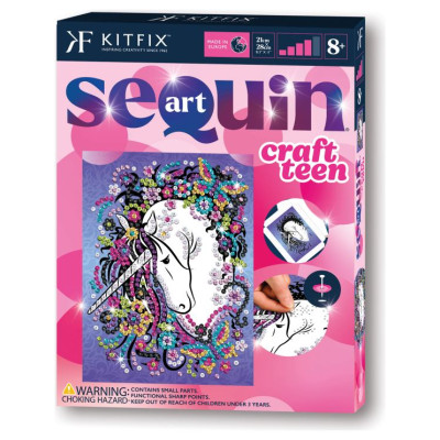 Kitfix Amatniecības komplekts Sequin Art Craft Teen spīdumiņu māksla, Vienradzis