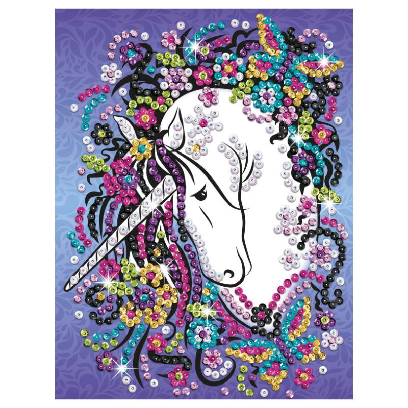 Kitfix Amatniecības komplekts Sequin Art Craft Teen spīdumiņu māksla, Vienradzis