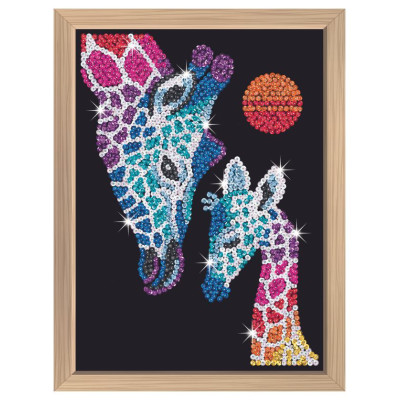 Kitfix Amatniecības komplekts Sequin Art Blue Premium spīdumiņu māksla, Žirafe ar mazuli