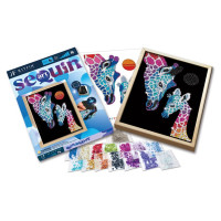 Kitfix Amatniecības komplekts Sequin Art Blue Premium spīdumiņu māksla, Žirafe ar mazuli