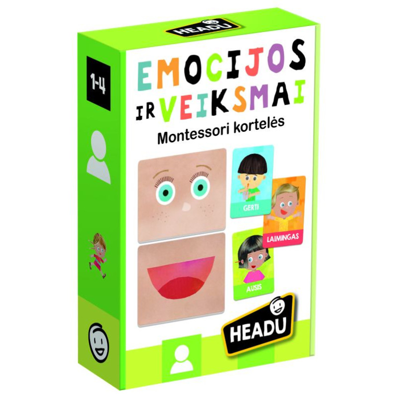 Headu Монтессори карточки "Эмоции и действия" (на лит. языке)