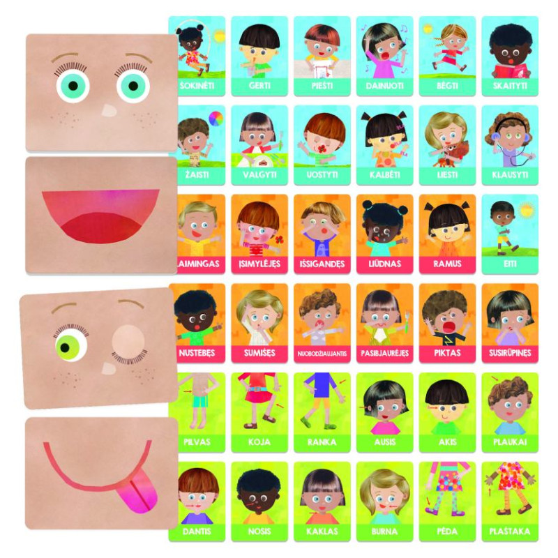 Headu Монтессори карточки "Эмоции и действия" (на лит. языке)