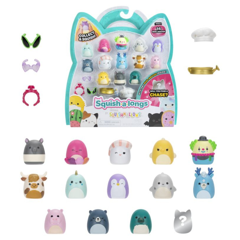 Squishmallows SQUISH-A-LONGS figūriņas, 14 gab., 2,5&nbsp;cm