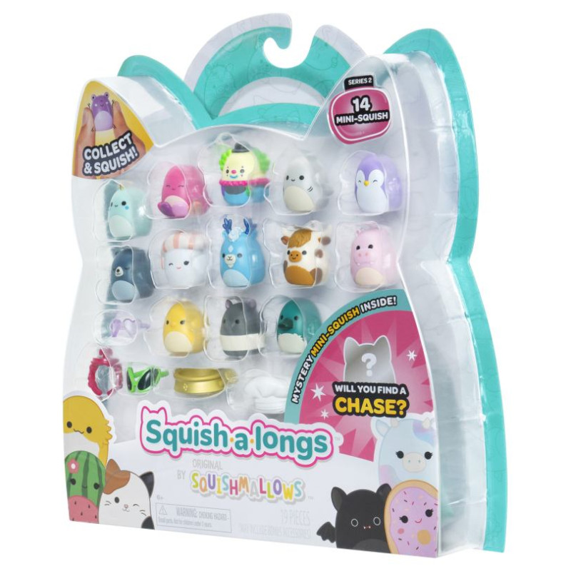 Squishmallows SQUISH-A-LONGS figūriņas, 14 gab., 2,5&nbsp;cm