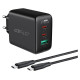 Acefast 2in1 wall charger 2x USB-C / USB-A 65W, PD, QC 3.0, AFC, FCP (set with USB-C 1.2m cable) black (A13 black)