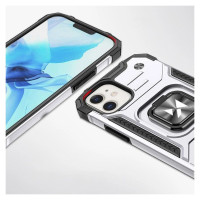 Wozinsky Ring Armor case for iPhone 14 armored cover magnetic holder ring silver