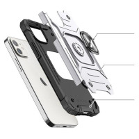 Wozinsky Ring Armor case for iPhone 14 armored cover magnetic holder ring silver