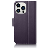 Icarer Wallet Case 2in1 Cover iPhone 14 Pro Anti-RFID Leather Flip Case Dark Purple (WMI14220726-DP)
