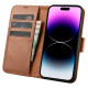 Icarer Wallet Case 2in1 Cover iPhone 14 Pro Max Leather Flip Cover Anti-RFID Brown (WMI14220728-BN)