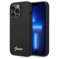 Guess GUHCP14XSLSMK iPhone 14 Pro Max 6.7" black/black hard case Silicone Vintage Gold Logo