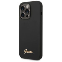 Guess GUHCP14XSLSMK iPhone 14 Pro Max 6.7" black/black hard case Silicone Vintage Gold Logo