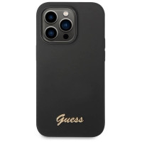 Guess GUHCP14XSLSMK iPhone 14 Pro Max 6.7" black/black hard case Silicone Vintage Gold Logo