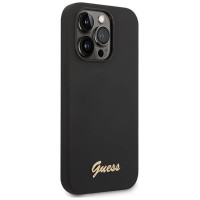 Guess GUHCP14XSLSMK iPhone 14 Pro Max 6.7" black/black hard case Silicone Vintage Gold Logo