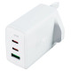 Acefast charger GaN 65W 3 ports (1xUSB, 2xUSB C PD) UK plug white (A44)