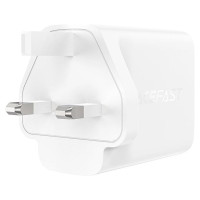 Acefast charger GaN 65W 3 ports (1xUSB, 2xUSB C PD) UK plug white (A44)