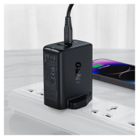 Acefast charger GaN 65W 3 ports (1xUSB, 2xUSB C PD) UK plug white (A44)