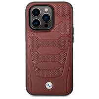 BMW Case BMW BMHMP14L22RPSR iPhone 14 Pro 6.1" Burgundy/burgundy Leather Seats Pattern MagSafe