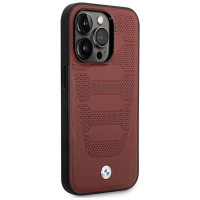 BMW Case BMW BMHMP14L22RPSR iPhone 14 Pro 6.1" Burgundy/burgundy Leather Seats Pattern MagSafe