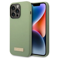 Guess Silicone Logo Plate MagSafe case for iPhone 14 Pro Max - green