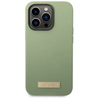 Guess Silicone Logo Plate MagSafe case for iPhone 14 Pro Max - green