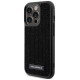 Karl Lagerfeld Rhinestone Logo Metal Plate case for iPhone 15 Pro - black