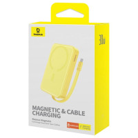 Baseus Magnetic Mini MagSafe 10000mAh 30W powerbank with built-in USB-C cable - yellow + Baseus Simple Series USB-C - USB-C 60W 0.3m cable