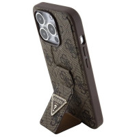 Guess Grip Stand 4G Triangle Strass case for iPhone 15 Pro Max - brown