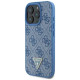 Guess Leather Metal Logo Strass Crossbody Case for iPhone 16 Pro Max - Blue