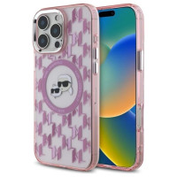 Karl Lagerfeld IML Monogram Karl & Choupette Head MagSafe Case for iPhone 16 Pro Max - Pink