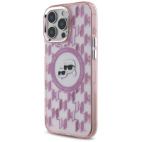 Karl Lagerfeld IML Monogram Karl & Choupette Head MagSafe Case for iPhone 16 Pro Max - Pink