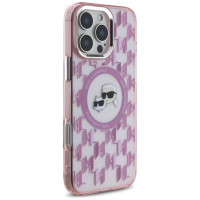 Karl Lagerfeld IML Monogram Karl & Choupette Head MagSafe Case for iPhone 16 Pro Max - Pink