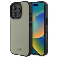 Mercedes MB Textured and Plain Leather MagSafe case for iPhone 16 Pro Max - beige