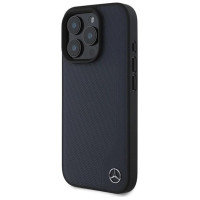 Mercedes MB Wood Imitation Leather MagSafe Case for iPhone 16 Pro Max - Navy Blue