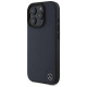 Mercedes MB Wood Imitation Leather MagSafe Case for iPhone 16 Pro Max - Navy Blue