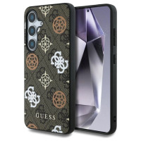 Guess 4G Printed Colored Peony Pattern MagSafe case for Samsung Galaxy S25 brown