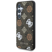 Guess 4G Printed Colored Peony Pattern MagSafe case for Samsung Galaxy S25 brown